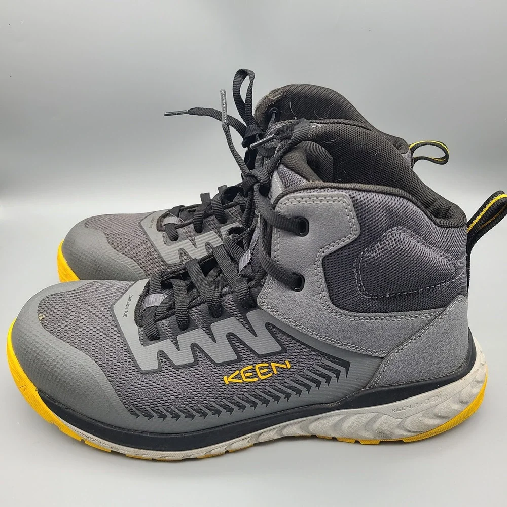 KEEN Utility Men's Arvada Mid Carbon Toe Work Boots Mens 11.5 EE Grey Yellow